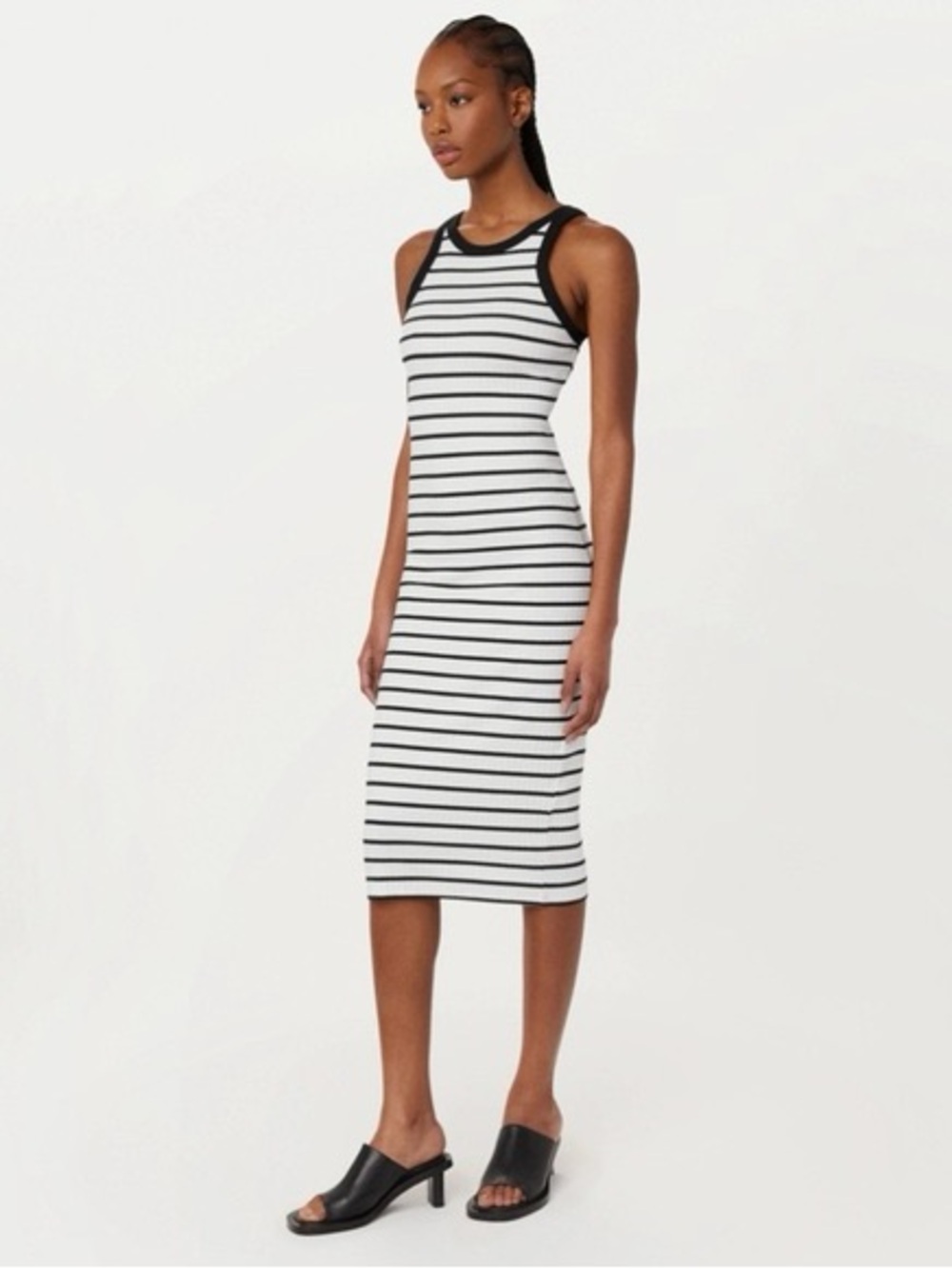 FRANK & OAK Ribbed Tank Dress in Black & White